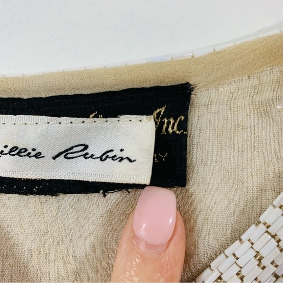 Vintage Lillie Rubin 100% silk beaded sequin top. - Picture 8 of 12